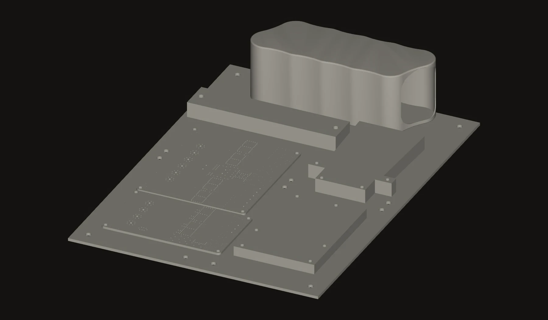 My electronics mounting plate, rendered from the supplied STL. Shown separately from the team-designed robot assembly.