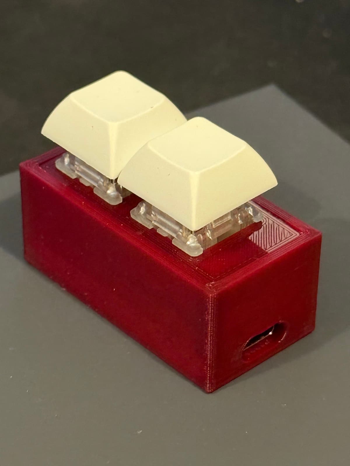 Where it started — the 2-key copy-paste gadget, self-designed PCB in a 3D-printed housing